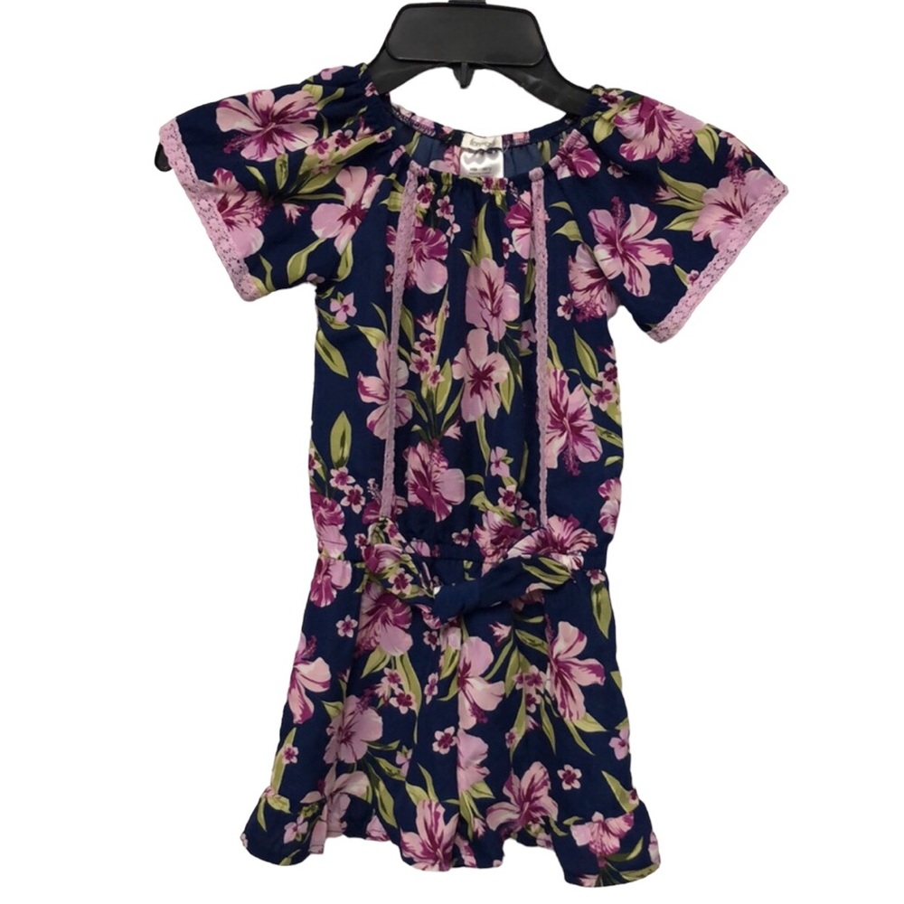 Forever Me‎ hibiscus tropical print romper shorts little girl size 5